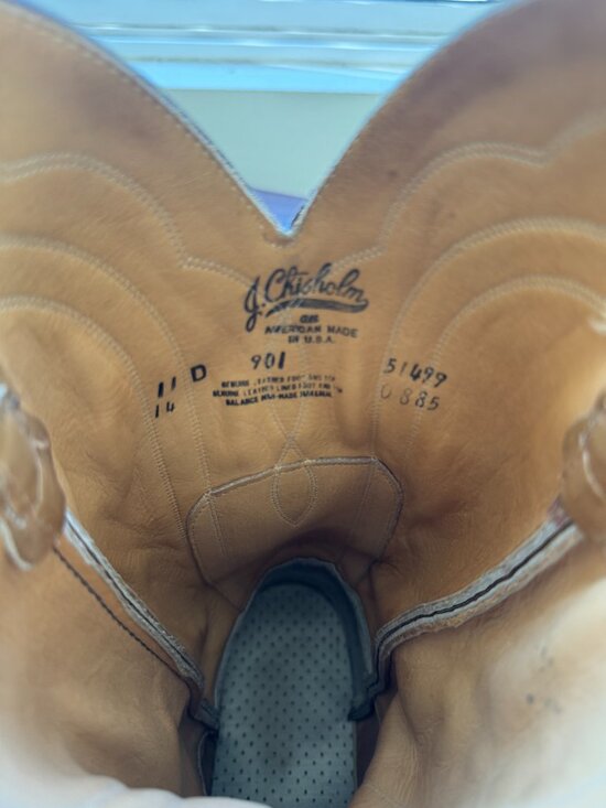 Vintage J. Chisholm USA Made Tan Leather Cowboy Boots – Men’s 11D main image 8